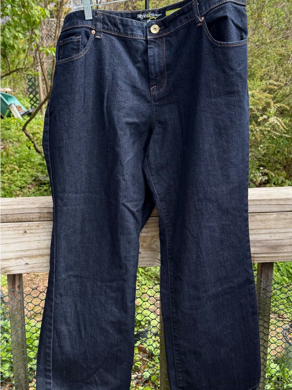 Style & Co. Woman Dark Denim Straight Leg Size 18 W Petite Jean Preowned - Picture 6 of 14